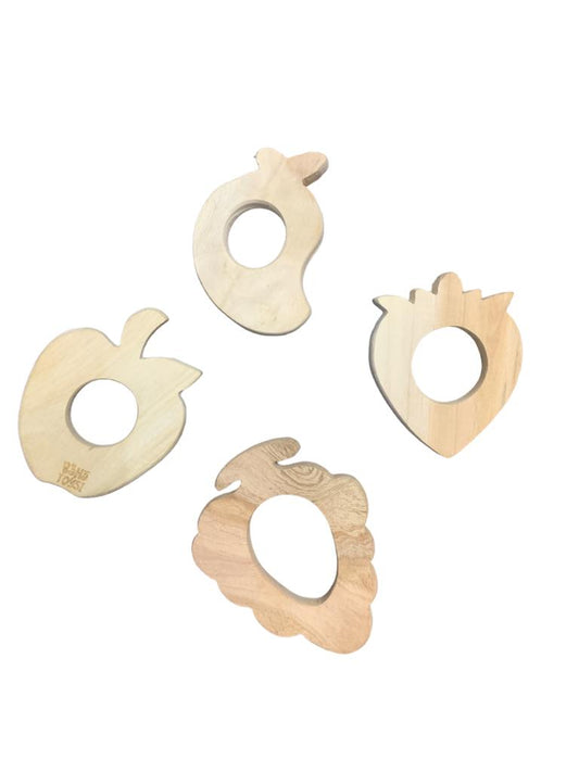 Wooden Teethers - Set of 4 - Fruit Basket